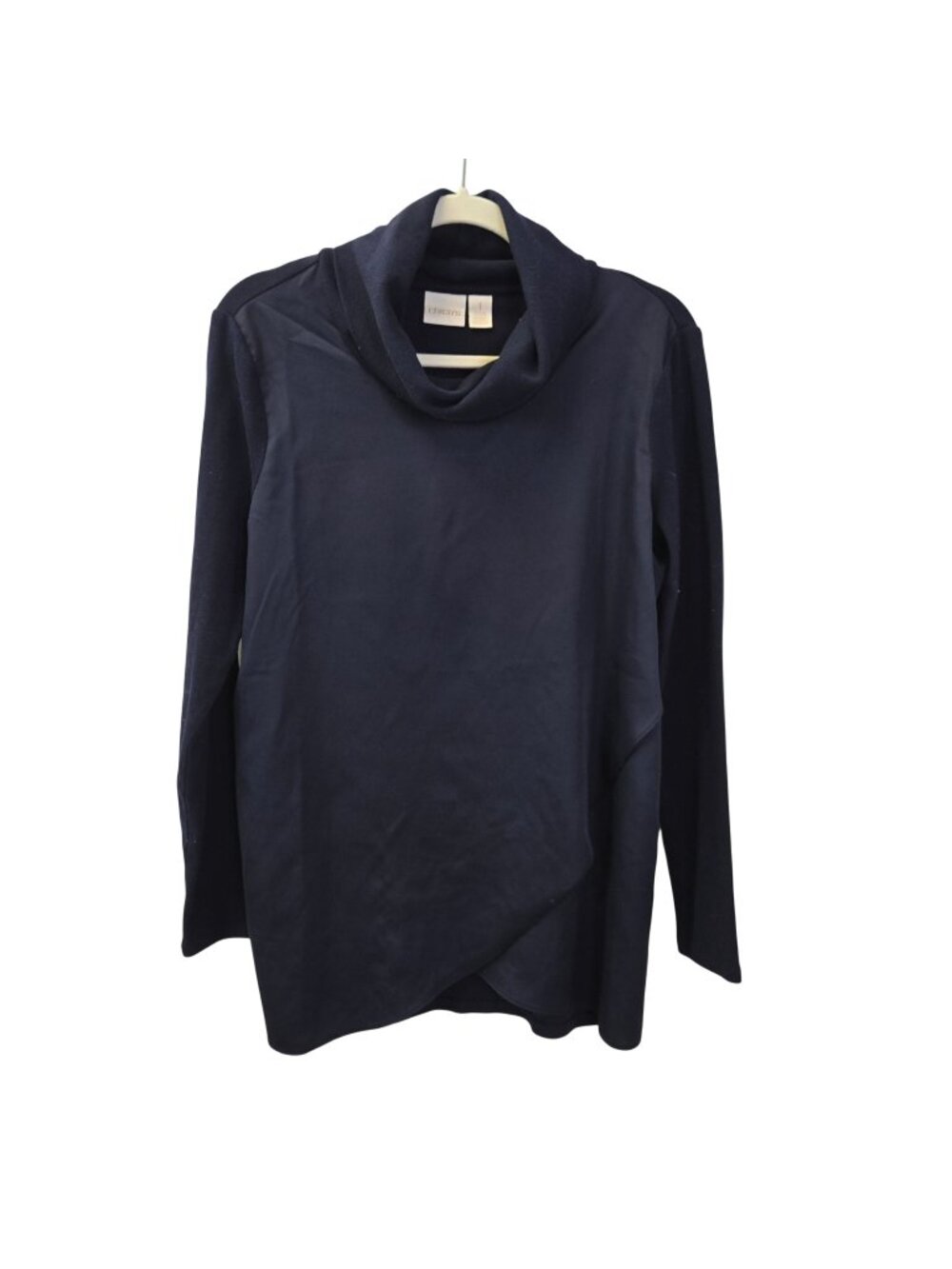 Chico's Mixed Media Faux Wrap Front Cowlneck Top Size Chico's 1/Small